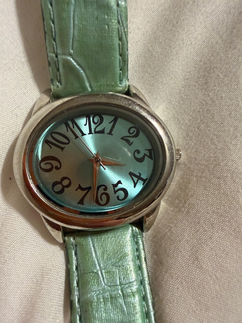 Women's Mint Green Analog Watch with Silver Case